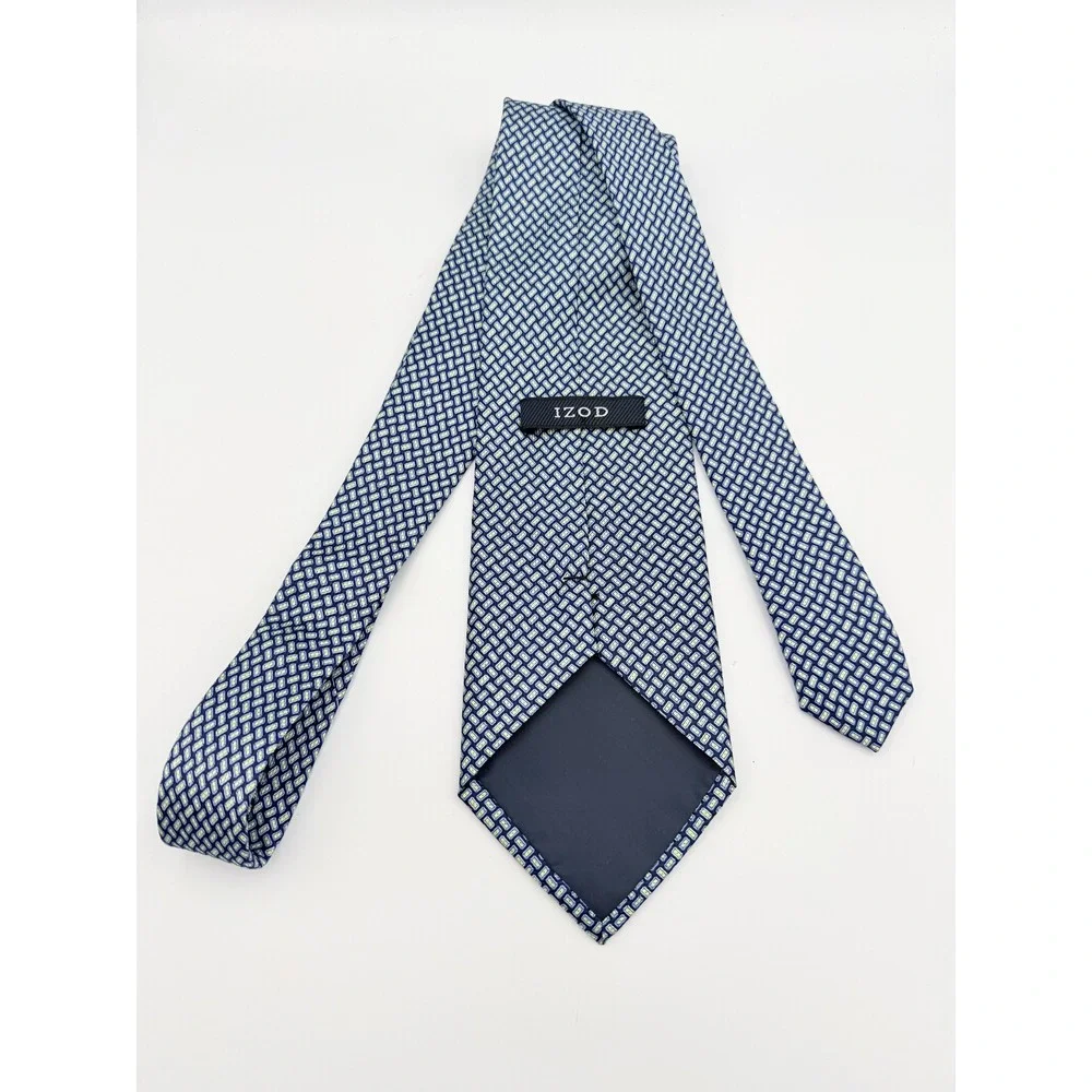 IZOD Boys Necktie Navy Blue Geometric Pattern Silk Blend Formal Tie